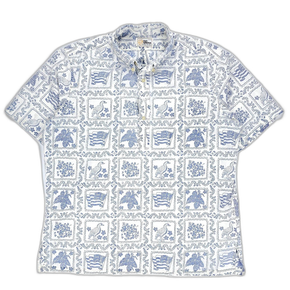 REYN SPOONER Lahaina Sailor Archive Classic Pullover Hawaiian Shirt White Resort